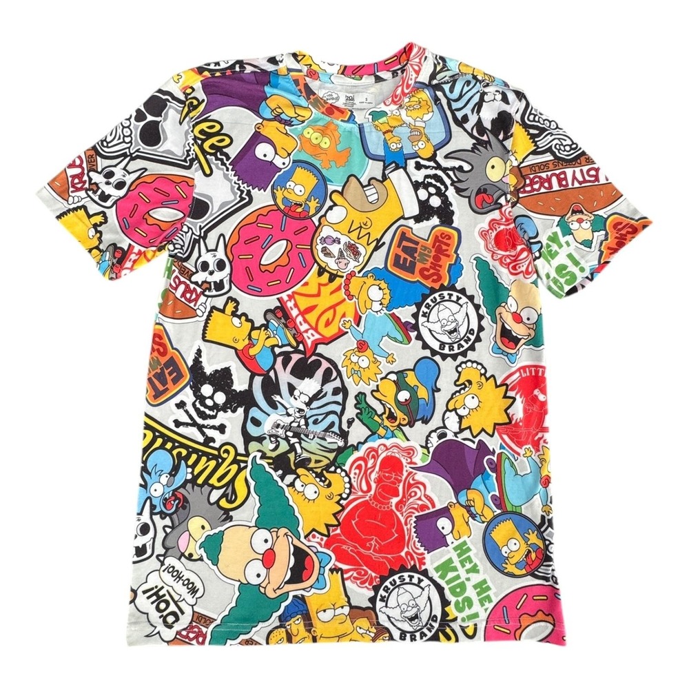 The Simpsons Shirt Mens Small Cartoon Graphic Tee TV Show All Over Print